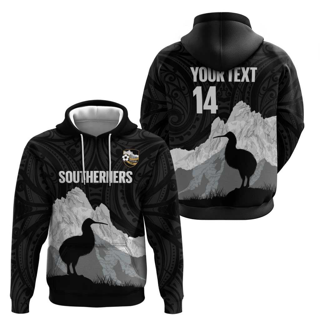 New Zealand South Island Football Custom Zip Hoodie Aoraki Mount Cook With Kiwi Maori Pattern LT14 - Polynesian Pride