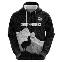 New Zealand South Island Football Custom Zip Hoodie Aoraki Mount Cook With Kiwi Maori Pattern LT14 - Polynesian Pride