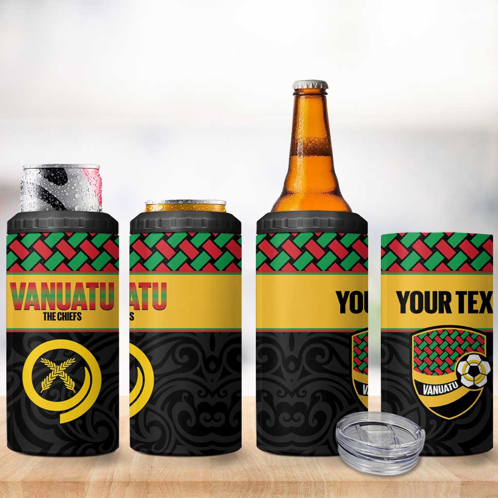 Vanuatu Football Custom 4 in 1 Can Cooler Tumbler Go Chiefs Basket-weave Pattern