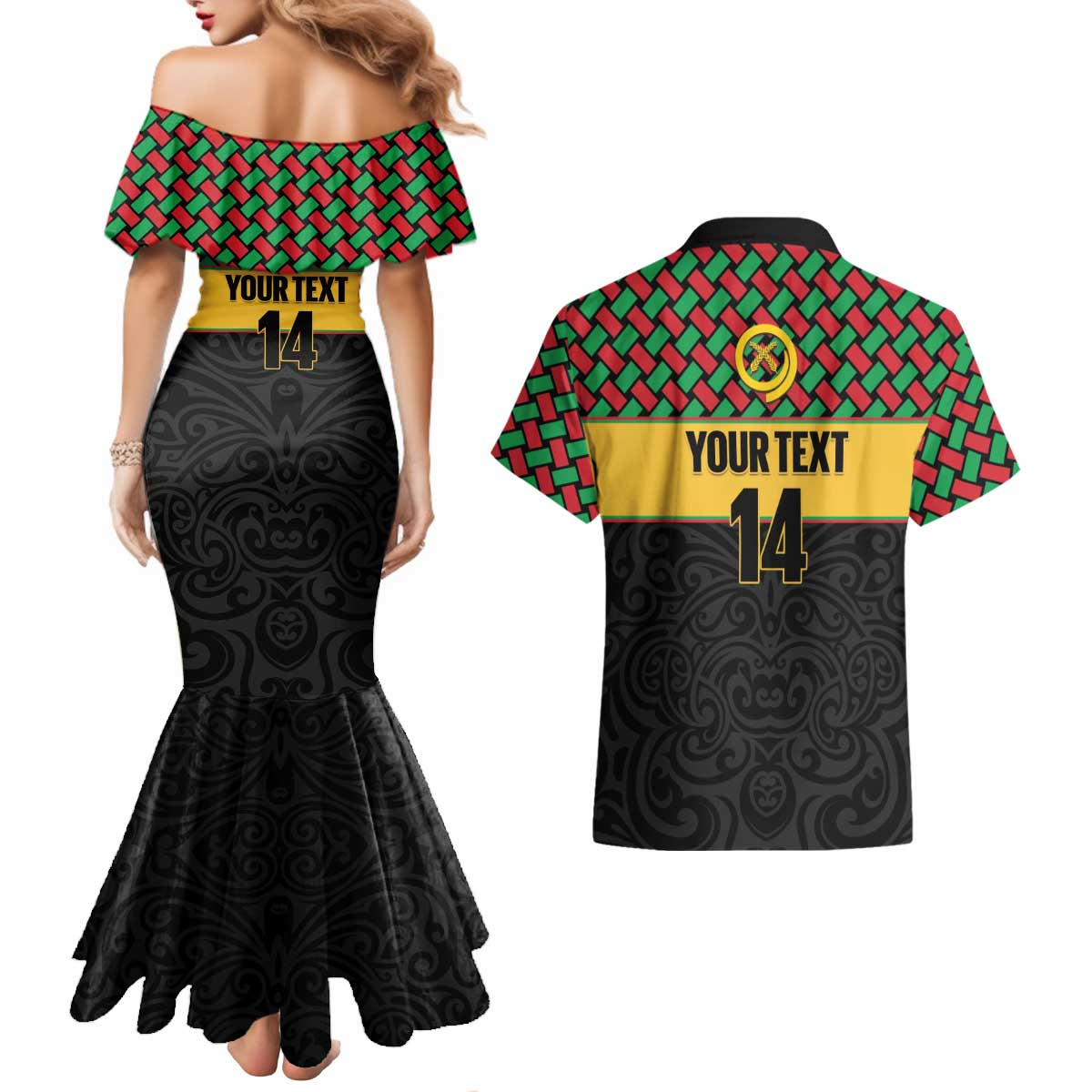 Vanuatu Football Custom Couples Matching Mermaid Dress and Hawaiian Shirt Go Chiefs Basket-weave Pattern