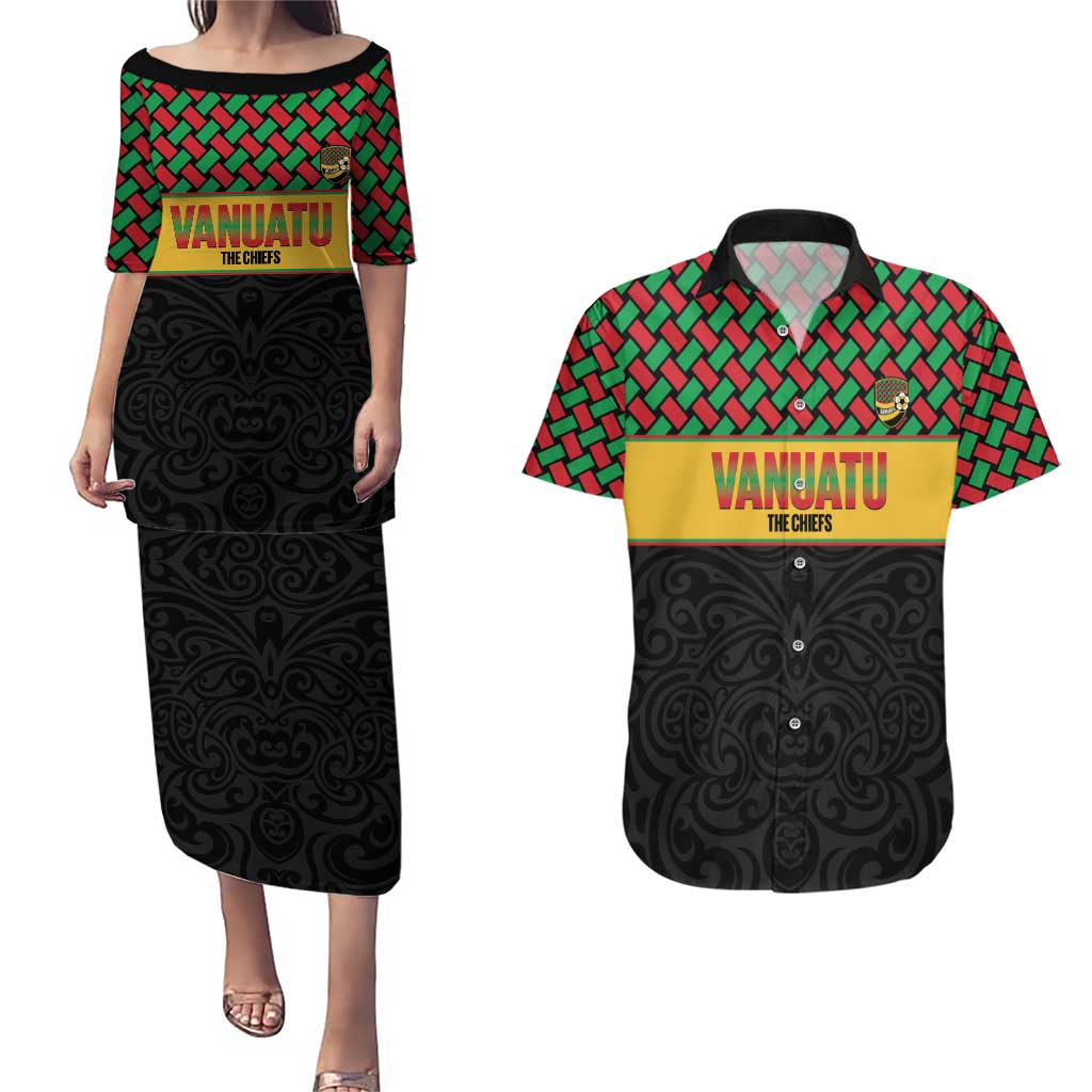 Vanuatu Football Custom Couples Matching Puletasi and Hawaiian Shirt Go Chiefs Basket-weave Pattern