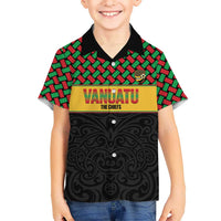 Vanuatu Football Custom Family Matching Long Sleeve Bodycon Dress and Hawaiian Shirt Go Chiefs Basket-weave Pattern LT14 Son's Shirt Black - Polynesian Pride