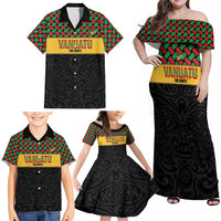 Vanuatu Football Custom Family Matching Off Shoulder Maxi Dress and Hawaiian Shirt Go Chiefs Basket-weave Pattern
