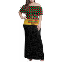 Vanuatu Football Custom Family Matching Off Shoulder Maxi Dress and Hawaiian Shirt Go Chiefs Basket-weave Pattern