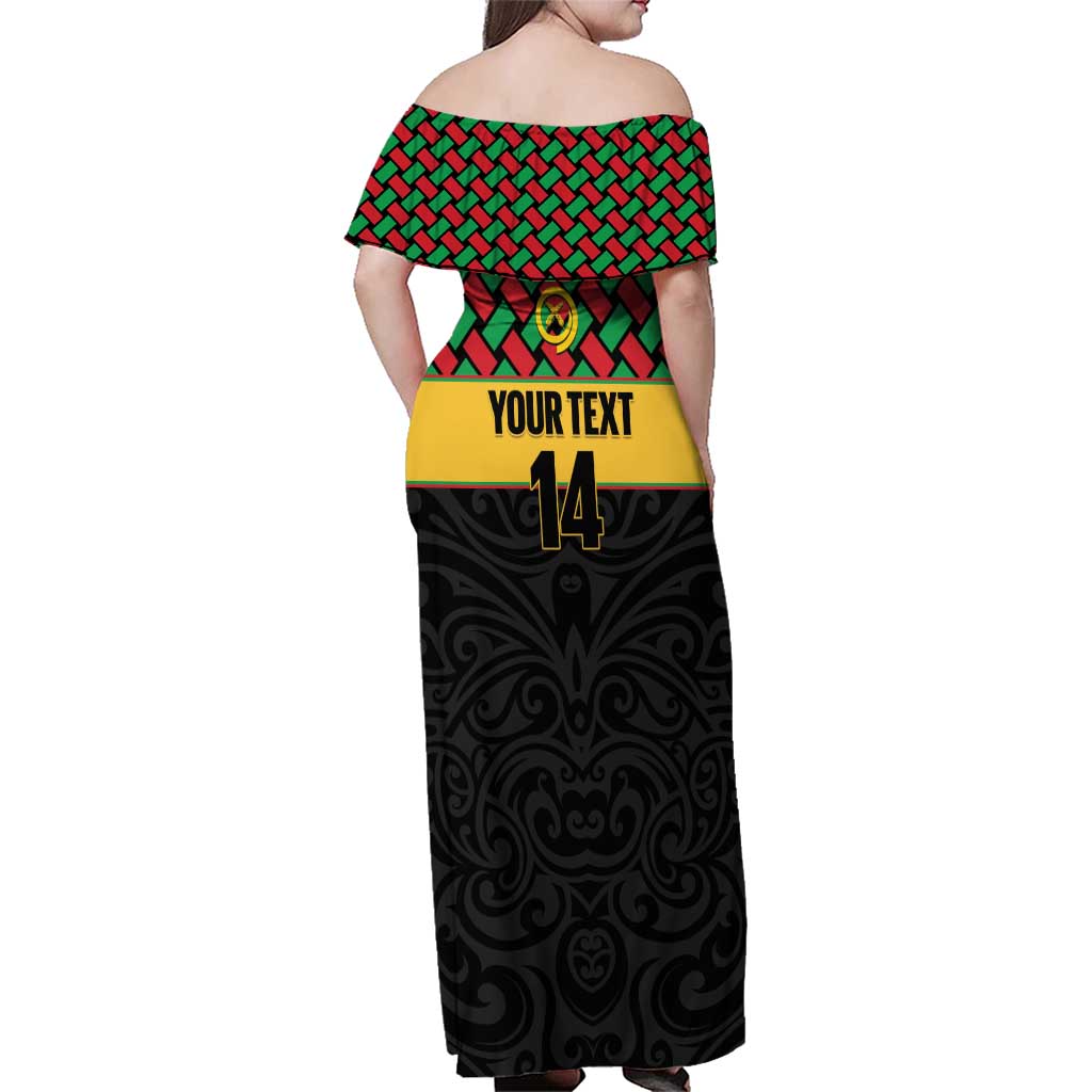 Vanuatu Football Custom Family Matching Off Shoulder Maxi Dress and Hawaiian Shirt Go Chiefs Basket-weave Pattern