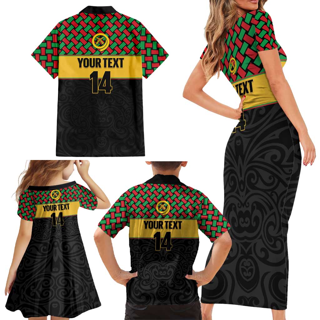 Vanuatu Football Custom Family Matching Short Sleeve Bodycon Dress and Hawaiian Shirt Go Chiefs Basket-weave Pattern LT14 - Polynesian Pride