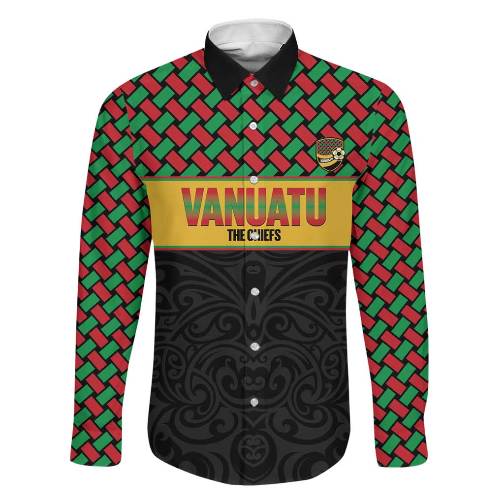 Vanuatu Football Custom Family Matching Short Sleeve Bodycon Dress and Hawaiian Shirt Go Chiefs Basket-weave Pattern LT14 Dad's Shirt - Long Sleeve Black - Polynesian Pride