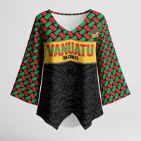 Vanuatu Football Custom Kimono Sleeve Blouse Go Chiefs Basket-weave Pattern