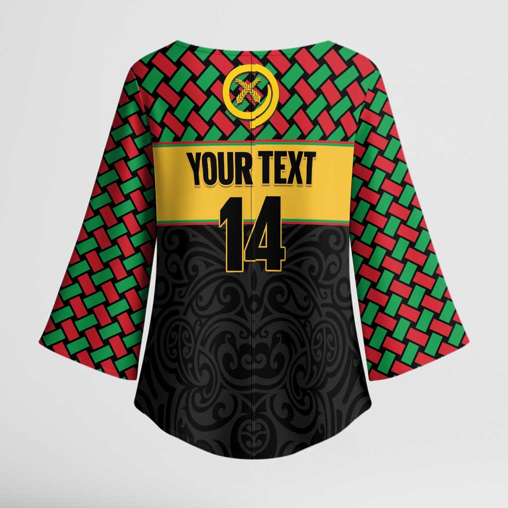 Vanuatu Football Custom Kimono Sleeve Blouse Go Chiefs Basket-weave Pattern