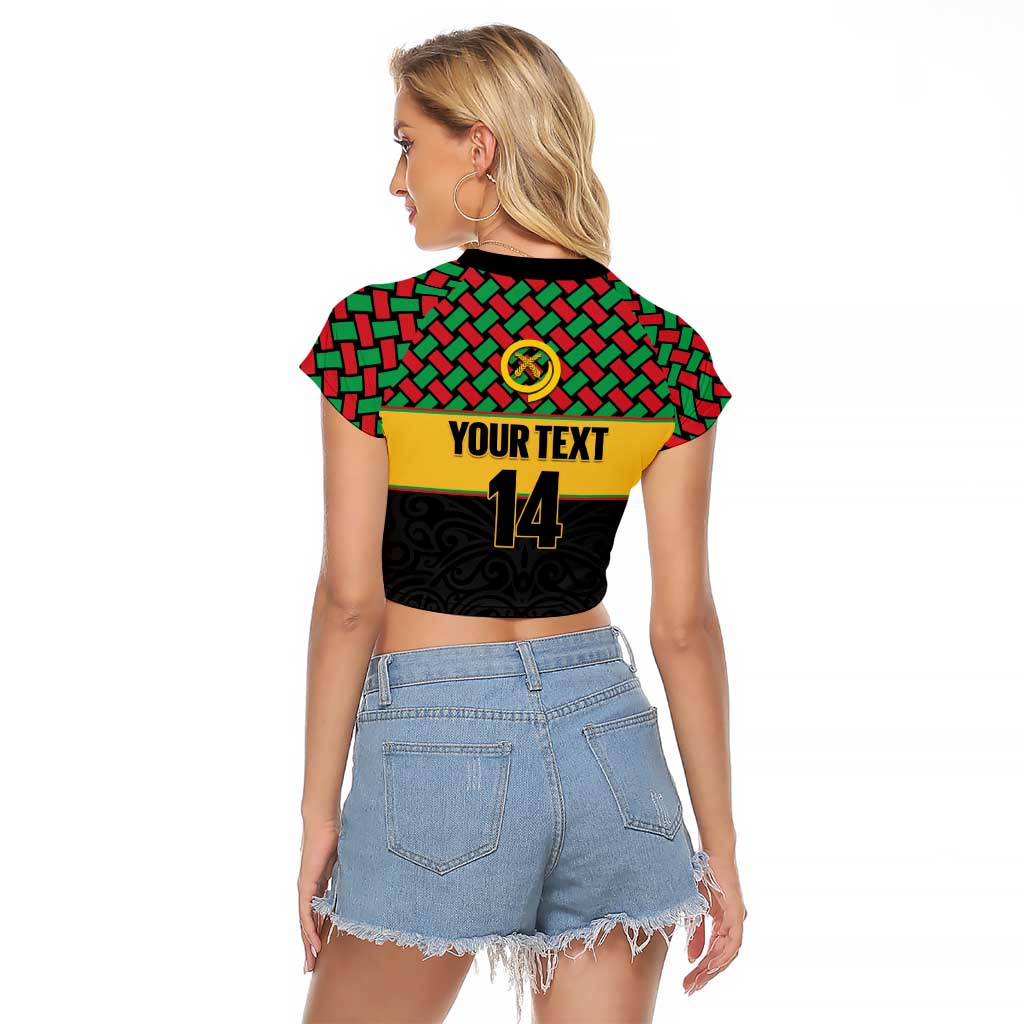 Vanuatu Football Custom Raglan Cropped T Shirt Go Chiefs Basket-weave Pattern