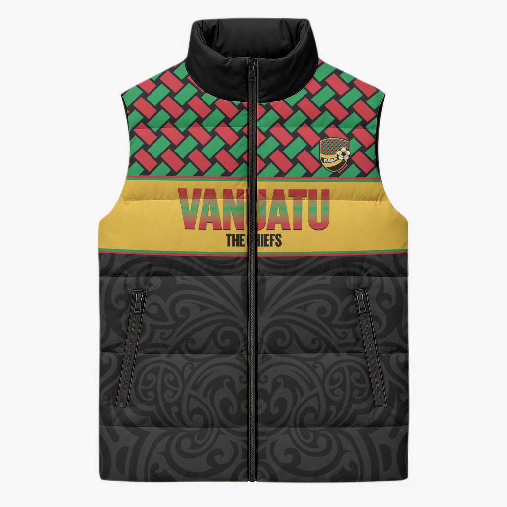 Vanuatu Football Custom Sleeveless Puffer Jacket Go Chiefs Basket-weave Pattern