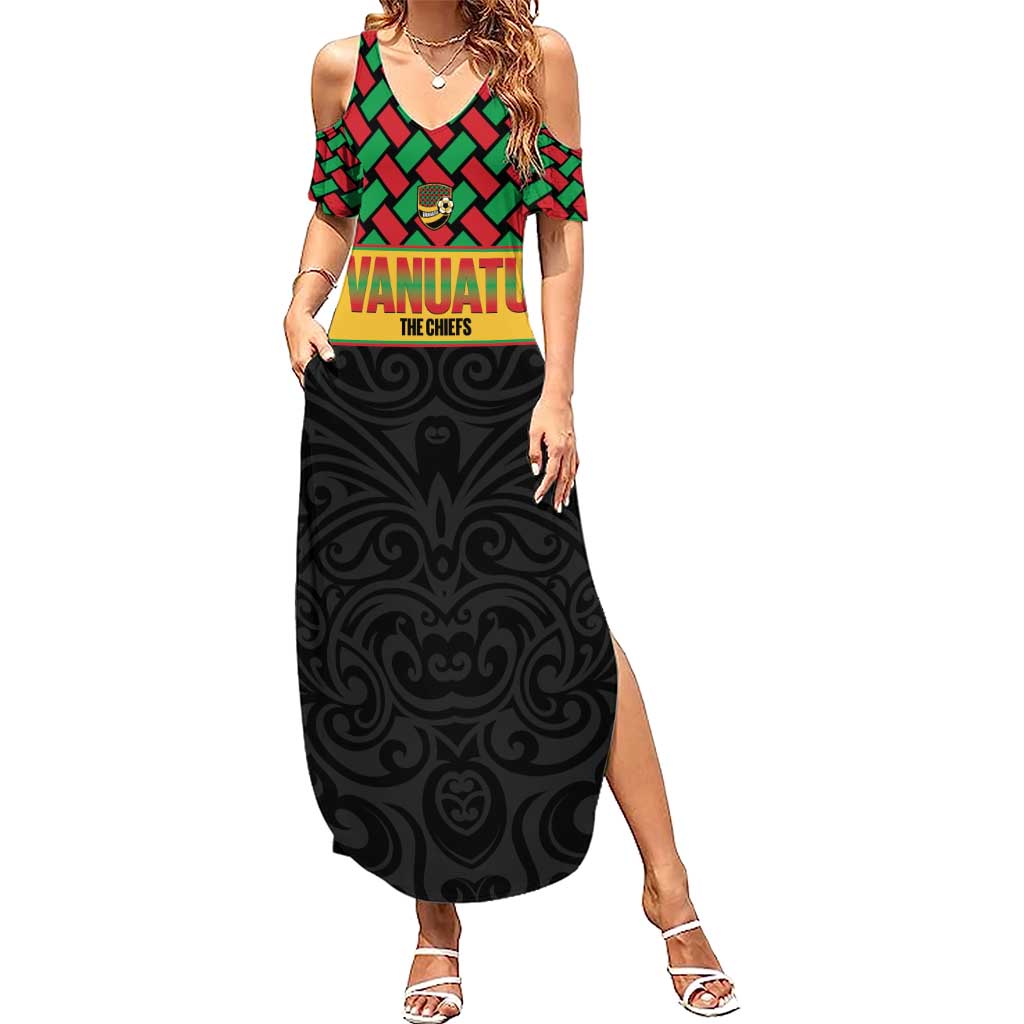 Vanuatu Football Custom Summer Maxi Dress Go Chiefs Basket-weave Pattern