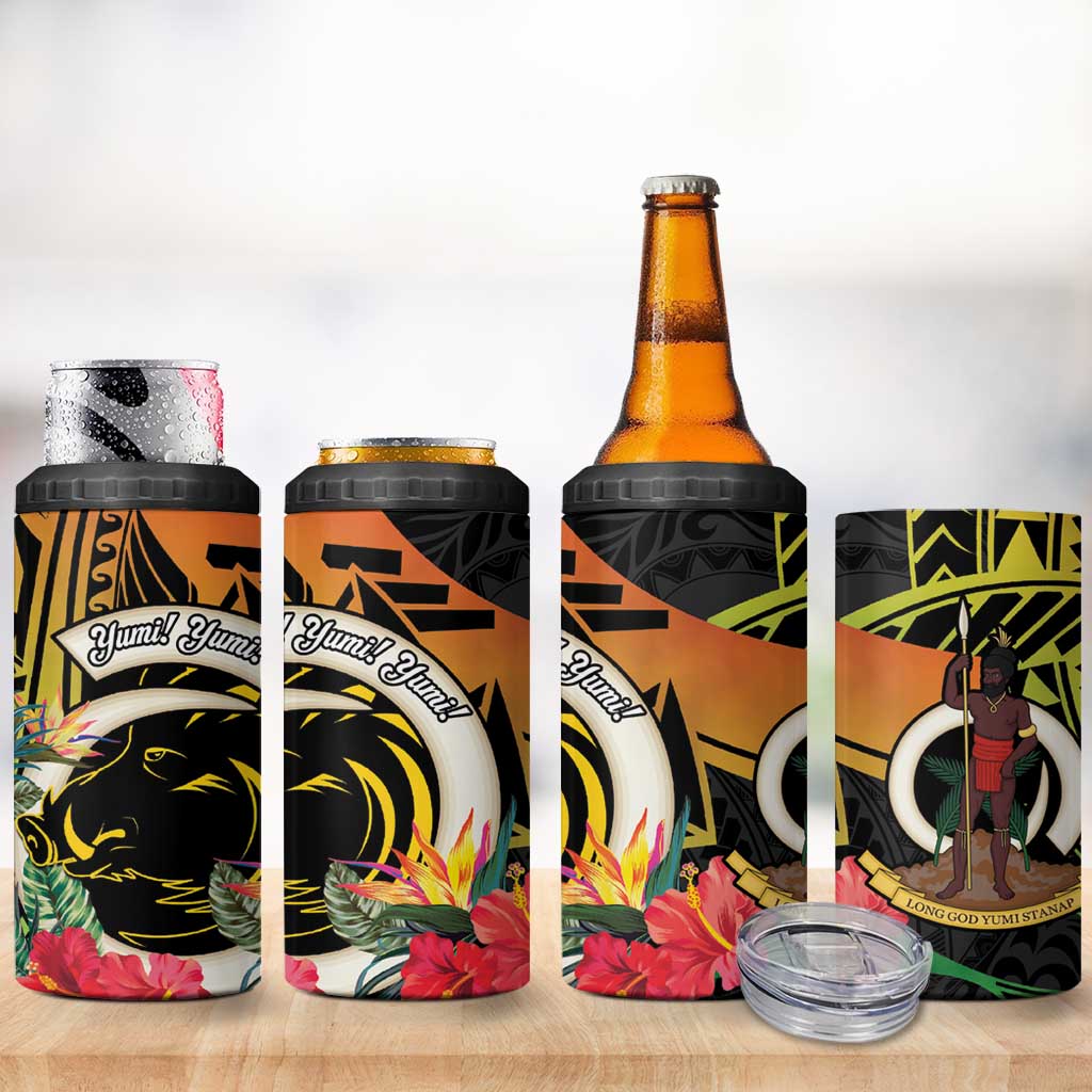 Vanuatu Boar Tusk Yumi Yumi Yumi 4 in 1 Can Cooler Tumbler Independens Dei Long God Yumi Stanap LT14 - Polynesian Pride