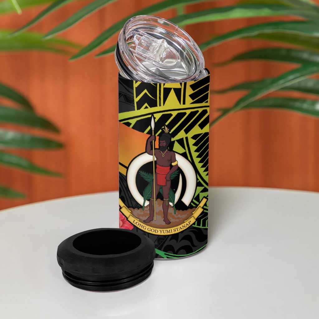 Vanuatu Boar Tusk Yumi Yumi Yumi 4 in 1 Can Cooler Tumbler Independens Dei Long God Yumi Stanap LT14 - Polynesian Pride