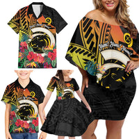 Vanuatu Boar Tusk Yumi Yumi Yumi Family Matching Off Shoulder Short Dress and Hawaiian Shirt Independens Dei Long God Yumi Stanap LT14 - Polynesian Pride