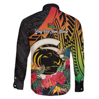 Vanuatu Boar Tusk Yumi Yumi Yumi Family Matching Puletasi and Hawaiian Shirt Independens Dei Long God Yumi Stanap