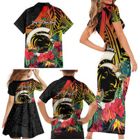 Vanuatu Boar Tusk Yumi Yumi Yumi Family Matching Short Sleeve Bodycon Dress and Hawaiian Shirt Independens Dei Long God Yumi Stanap LT14 - Polynesian Pride