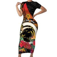 Vanuatu Boar Tusk Yumi Yumi Yumi Family Matching Short Sleeve Bodycon Dress and Hawaiian Shirt Independens Dei Long God Yumi Stanap LT14 Mom's Dress Black - Polynesian Pride