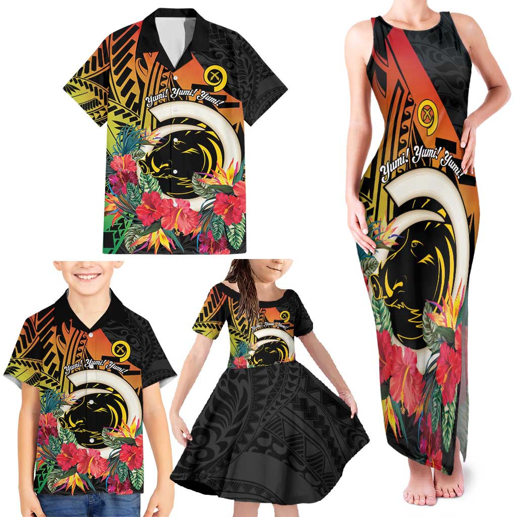 Vanuatu Boar Tusk Yumi Yumi Yumi Family Matching Tank Maxi Dress and Hawaiian Shirt Independens Dei Long God Yumi Stanap LT14 - Polynesian Pride
