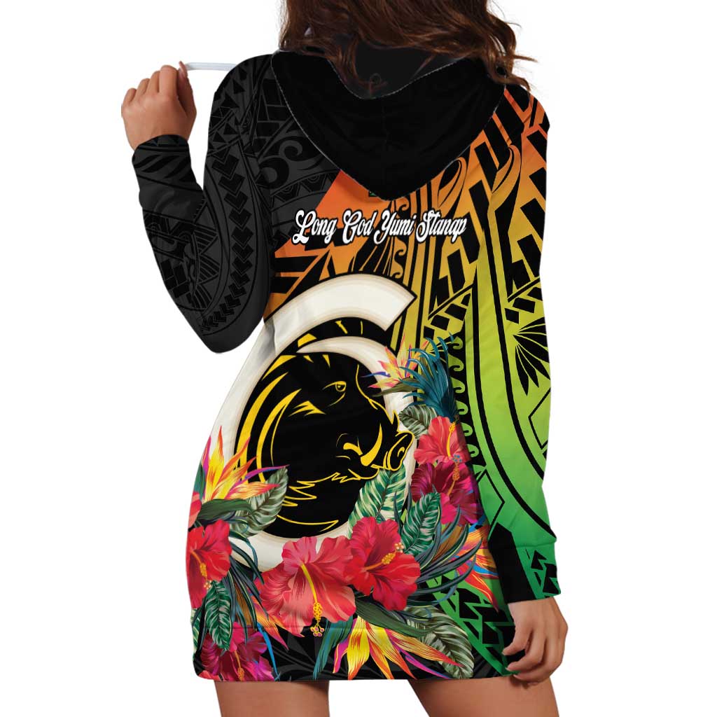 Vanuatu Boar Tusk Yumi Yumi Yumi Hoodie Dress Independens Dei Long God Yumi Stanap LT14 - Polynesian Pride