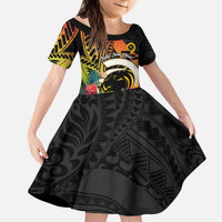 Vanuatu Boar Tusk Yumi Yumi Yumi Kid Short Sleeve Dress Independens Dei Long God Yumi Stanap LT14 KID Black - Polynesian Pride