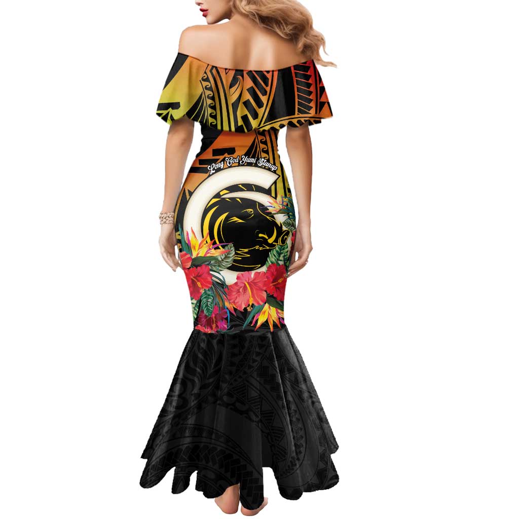 Vanuatu Boar Tusk Yumi Yumi Yumi Mermaid Dress Independens Dei Long God Yumi Stanap LT14 - Polynesian Pride