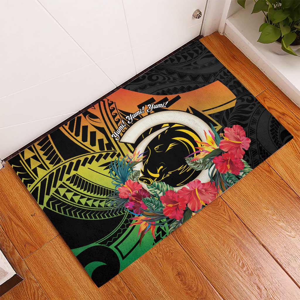 Vanuatu Boar Tusk Yumi Yumi Yumi Rubber Doormat Independens Dei Long God Yumi Stanap