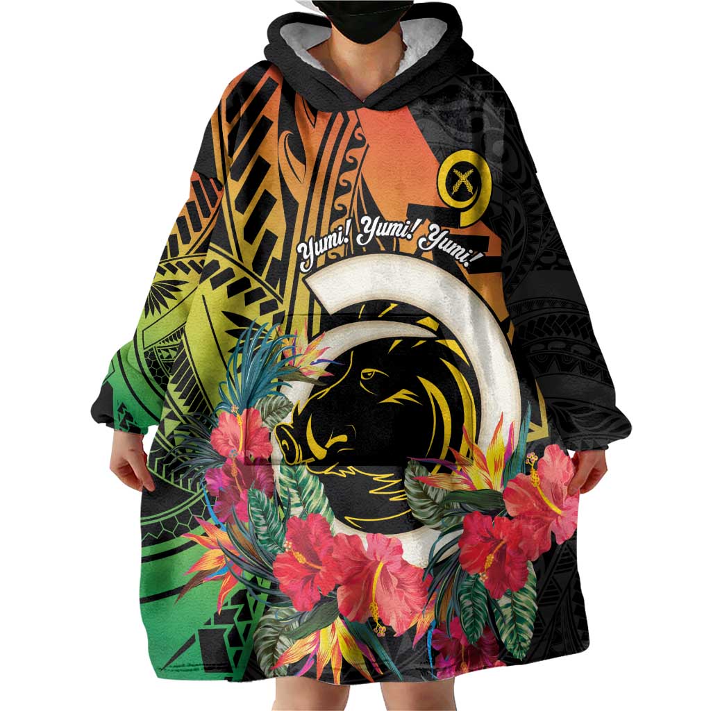 Vanuatu Boar Tusk Yumi Yumi Yumi Wearable Blanket Hoodie Independens Dei Long God Yumi Stanap LT14 - Polynesian Pride