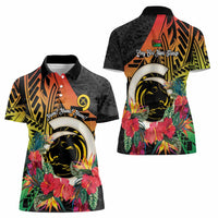 Vanuatu Boar Tusk Yumi Yumi Yumi Women Polo Shirt Independens Dei Long God Yumi Stanap LT14 - Polynesian Pride