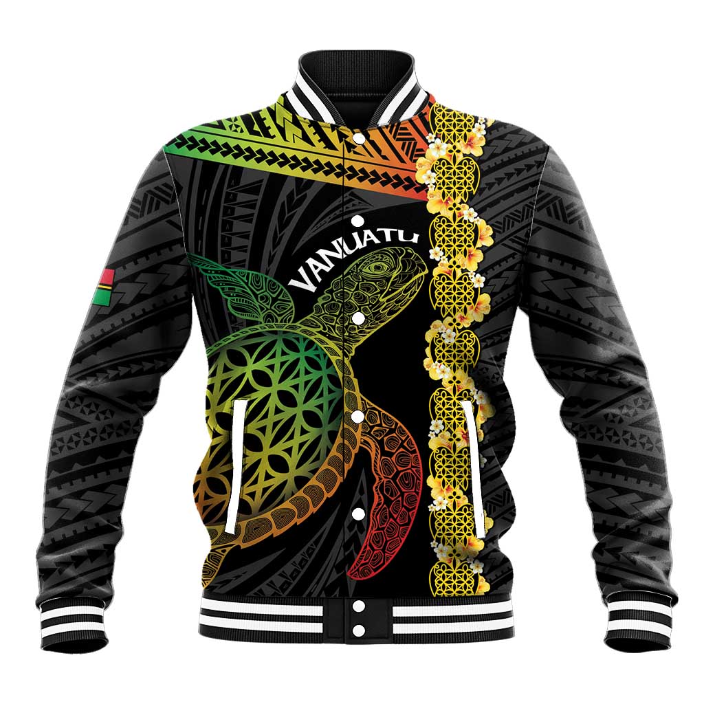Vanuatu Sand Drawing Turtle Baseball Jacket Happy Independence Day