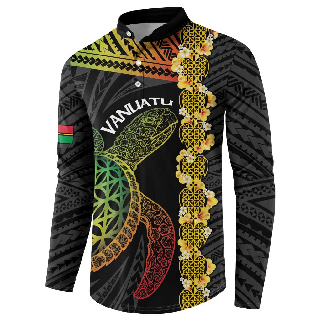 Vanuatu Sand Drawing Turtle Button Sweatshirt Happy Independence Day