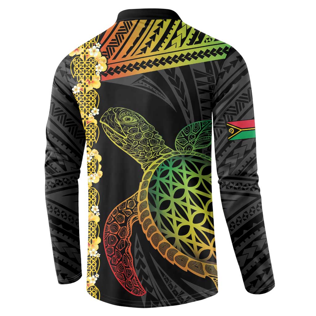 Vanuatu Sand Drawing Turtle Button Sweatshirt Happy Independence Day