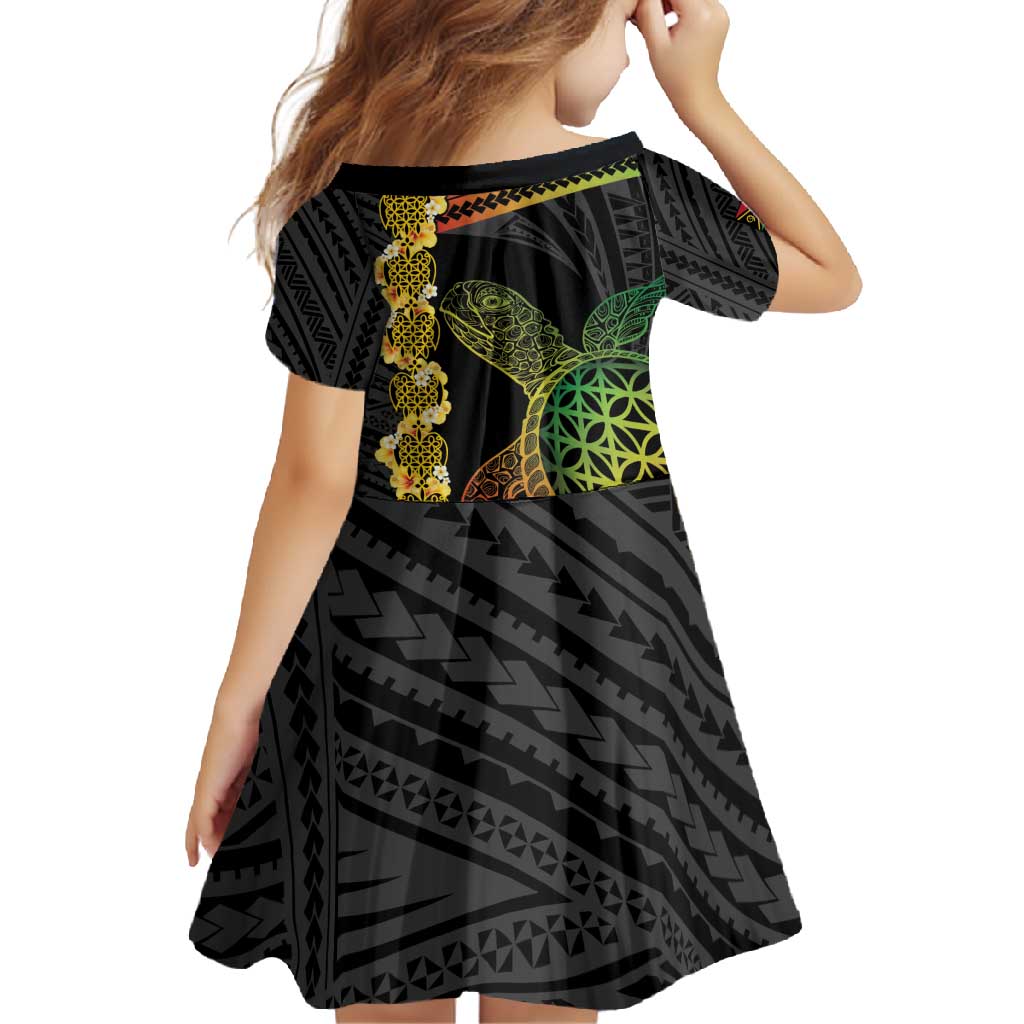 Vanuatu Sand Drawing Turtle Family Matching Mermaid Dress and Hawaiian Shirt Happy Independence Day