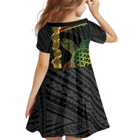 Vanuatu Sand Drawing Turtle Family Matching Off The Shoulder Long Sleeve Dress and Hawaiian Shirt Happy Independence Day
