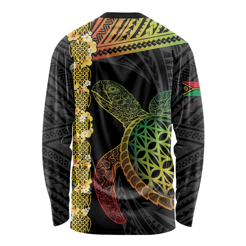 Vanuatu Sand Drawing Turtle Long Sleeve Shirt Happy Independence Day