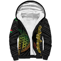 Vanuatu Sand Drawing Turtle Sherpa Hoodie Happy Independence Day