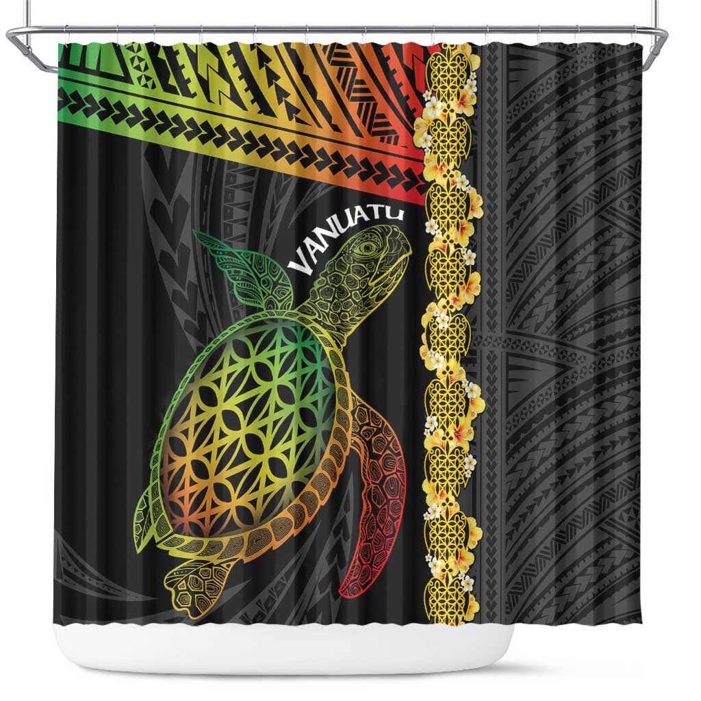 Vanuatu Sand Drawing Turtle Shower Curtain Happy Independence Day