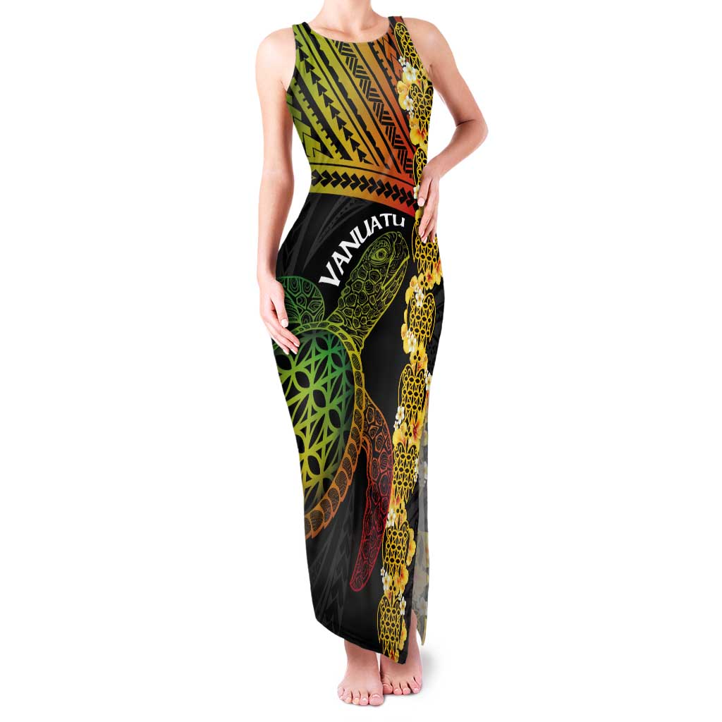 Vanuatu Sand Drawing Turtle Tank Maxi Dress Happy Independence Day