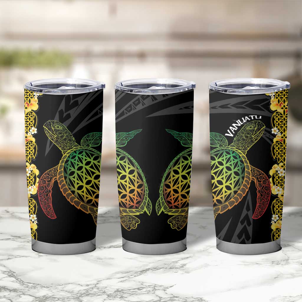 Vanuatu Sand Drawing Turtle Tumbler Cup Happy Independence Day