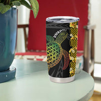 Vanuatu Sand Drawing Turtle Tumbler Cup Happy Independence Day