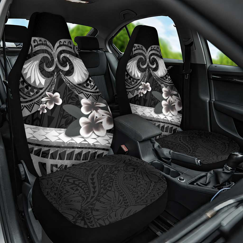 Black Polynesia Car Seat Cover Tribal Pattern Tropical Frangipani LT14 One Size Black - Polynesian Pride