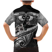 Black Polynesia Family Matching Mermaid Dress and Hawaiian Shirt Tribal Pattern Tropical Frangipani