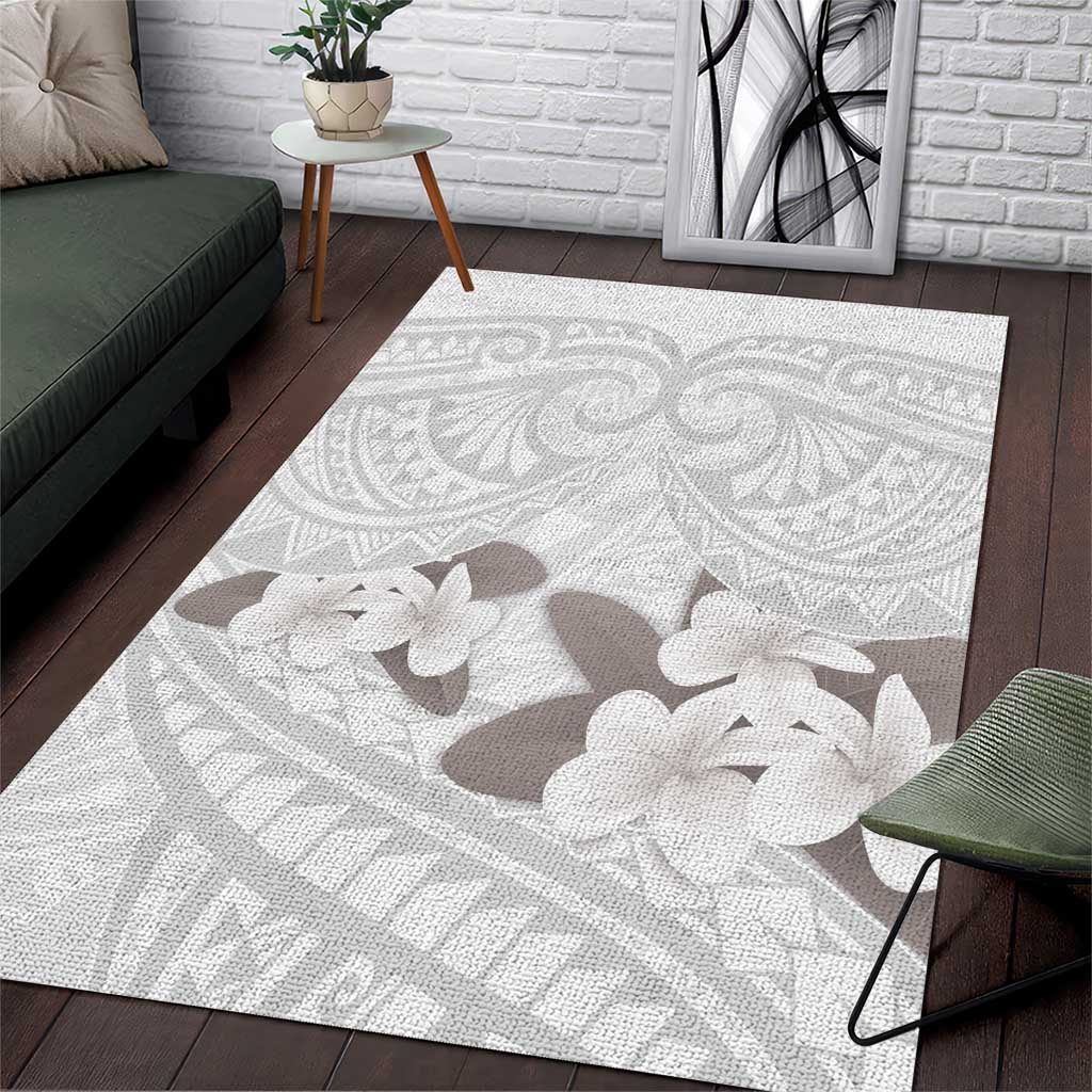 White Polynesia Area Rug Tribal Pattern Tropical Frangipani LT14 White - Polynesian Pride