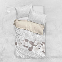 White Polynesia Bedding Set Tribal Pattern Tropical Frangipani