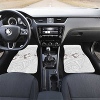 White Polynesia Car Mats Tribal Pattern Tropical Frangipani