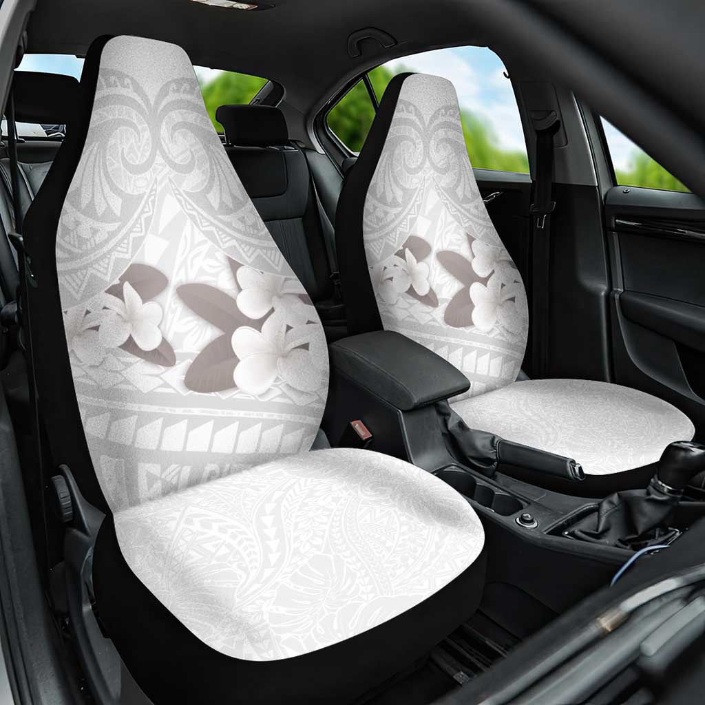 White Polynesia Car Seat Cover Tribal Pattern Tropical Frangipani LT14 One Size White - Polynesian Pride