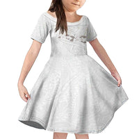 White Polynesia Family Matching Summer Maxi Dress and Hawaiian Shirt Tribal Pattern Tropical Frangipani