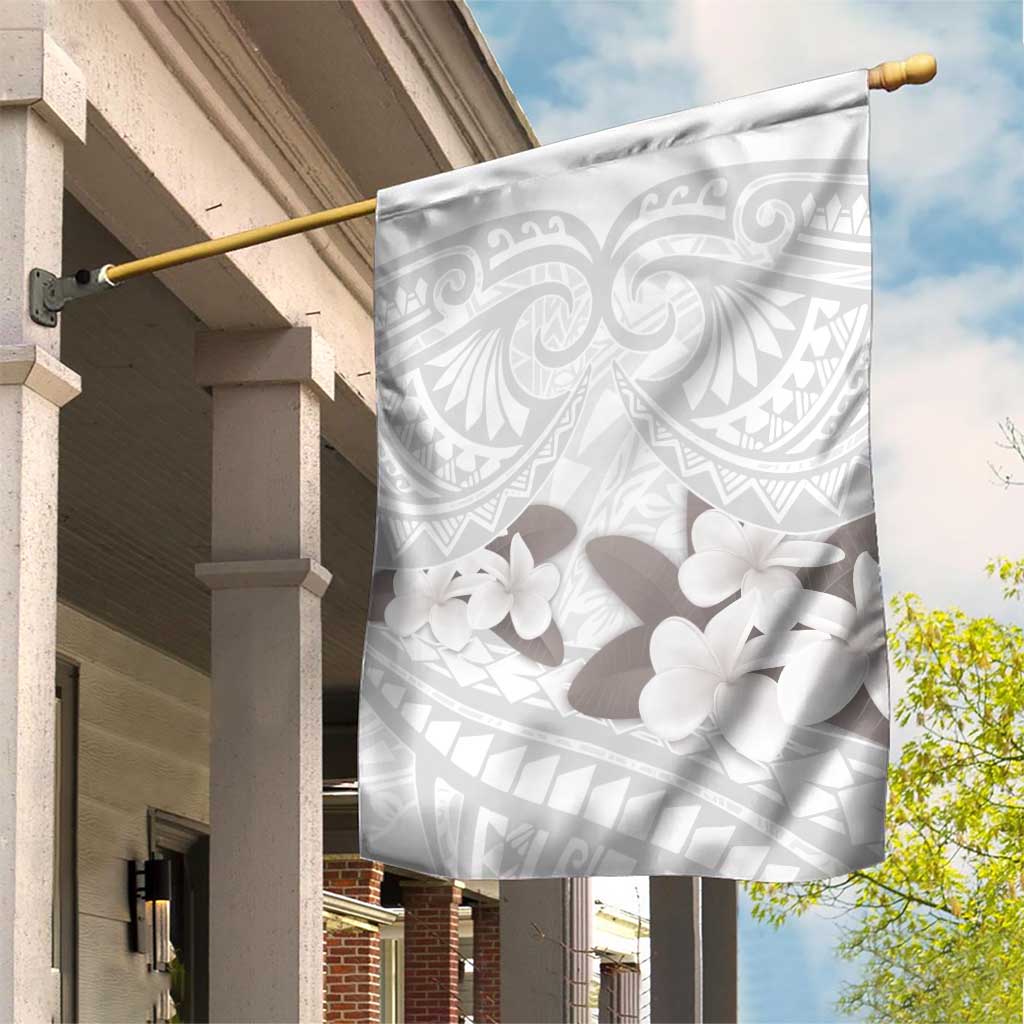 White Polynesia Garden Flag Tribal Pattern Tropical Frangipani LT14 House Flag White - Polynesian Pride