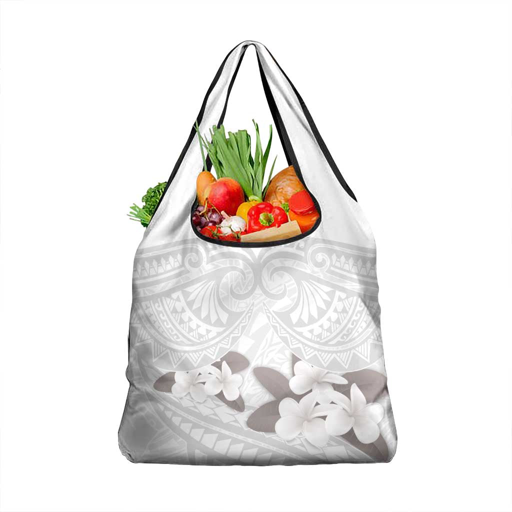 White Polynesia Grocery Bag Tribal Pattern Tropical Frangipani LT14 1-pack One Size White - Polynesian Pride