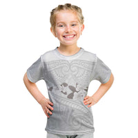 White Polynesia Kid T Shirt Tribal Pattern Tropical Frangipani